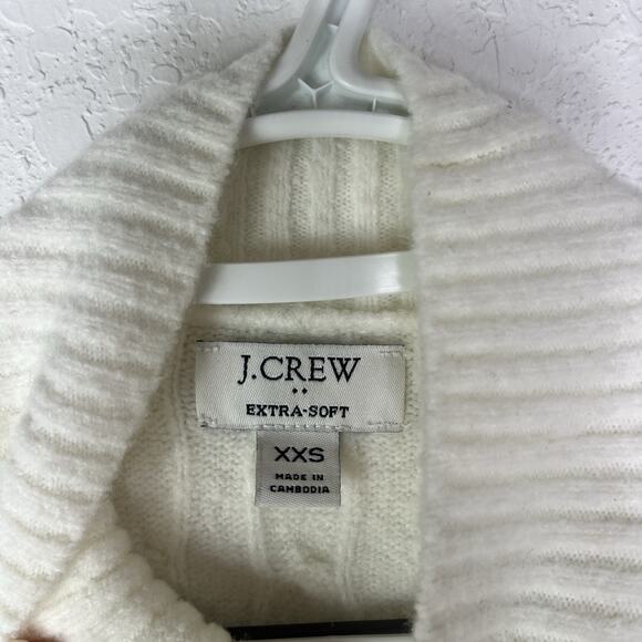 J. Crew Factory Extra Soft Cable Knit Off White Sweater Size XXS, mock neck fall - Picture 3 of 5